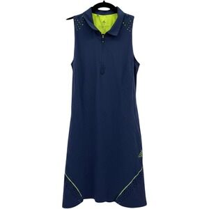 Adidas Golf Dress Women S Blue Sleeveless Racerback Laser Cut Quarter Zip 0127